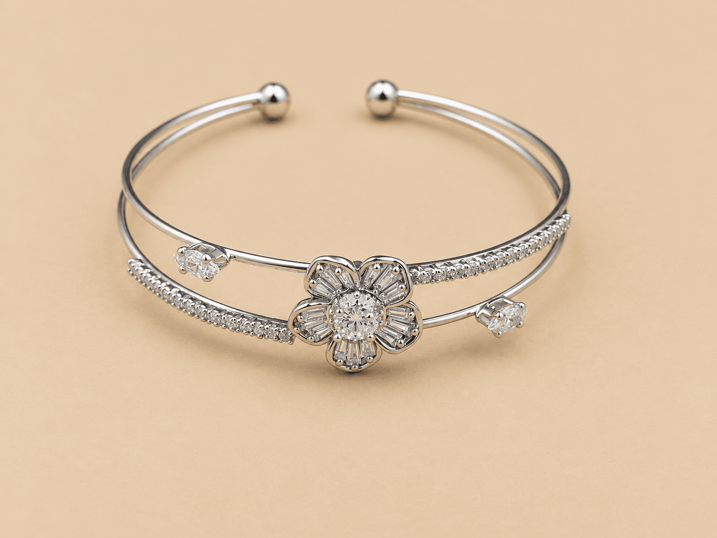 Churiwalan Rajnigandha Floral Double-Line Cuff Bangle