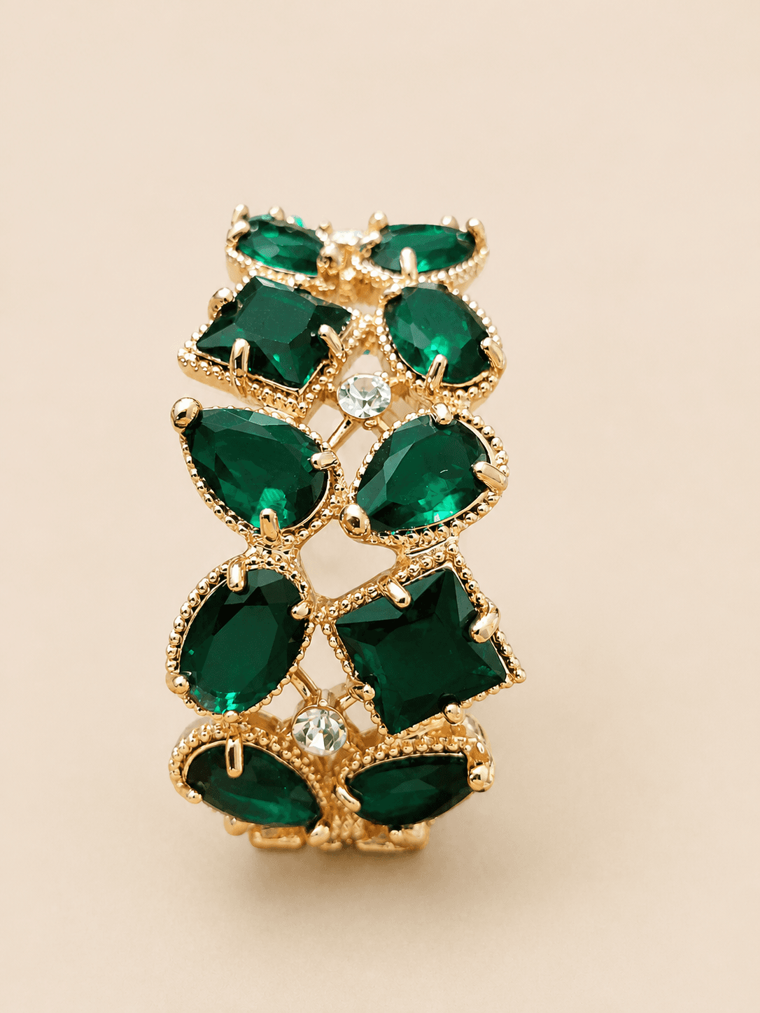 Churi Walan Brass Green Stone Statement Jewellery
